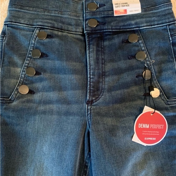 Express High Rise Blue Jeans - Picture 2 of 6